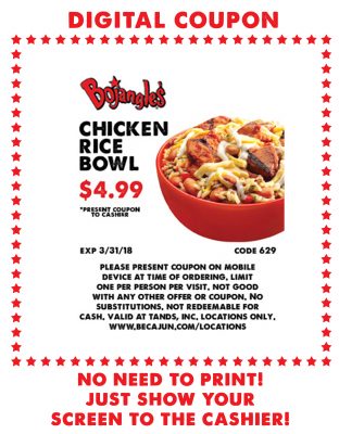 bojangles digital coupon chicken rice bowl special